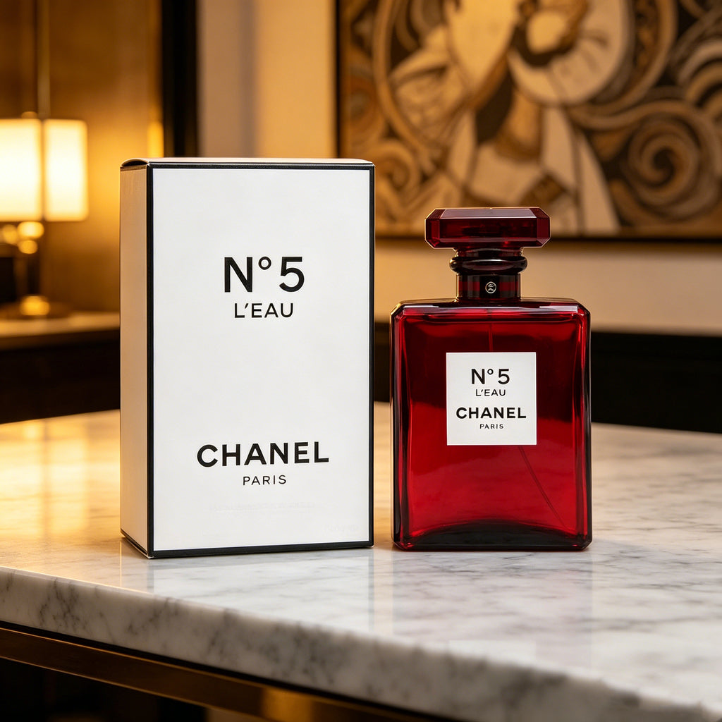 Authentic Chanel N°5 L'Eau Rouge Eau de Toilette For Women, Fresh Bright Citrus Floral Luxury Perfume, Original Gift Box, Long Lasting Scent Gift For Birthday Valentine Wedding