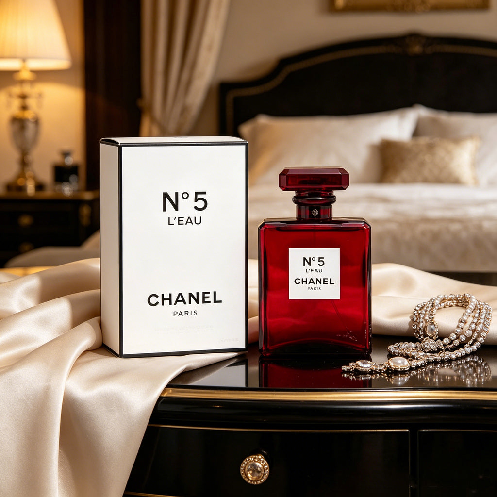 Authentic Chanel N°5 L'Eau Rouge Eau de Toilette For Women, Fresh Bright Citrus Floral Luxury Perfume, Original Gift Box, Long Lasting Scent Gift For Birthday Valentine Wedding