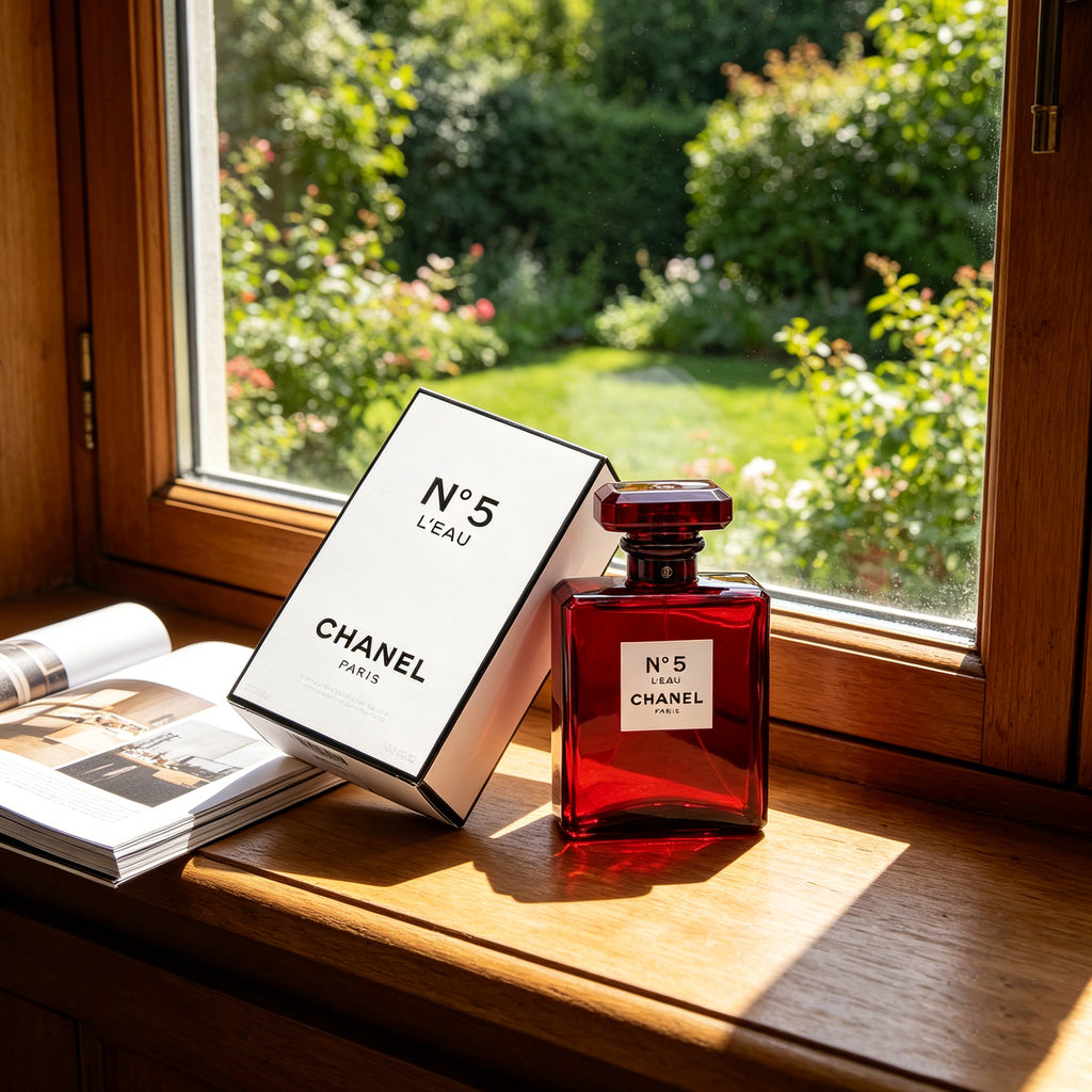 Authentic Chanel N°5 L'Eau Rouge Eau de Toilette For Women, Fresh Bright Citrus Floral Luxury Perfume, Original Gift Box, Long Lasting Scent Gift For Birthday Valentine Wedding