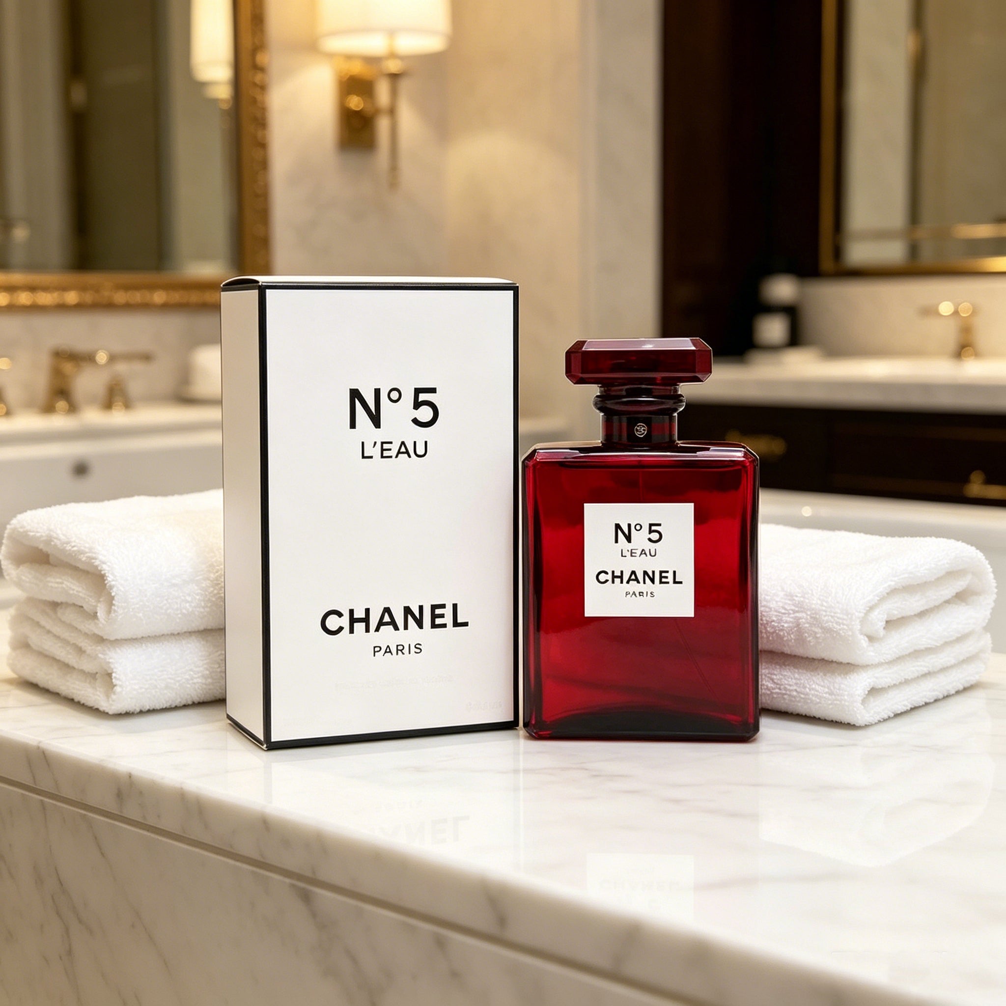 Authentic Chanel N°5 L'Eau Rouge Eau de Toilette For Women, Fresh Bright Citrus Floral Luxury Perfume, Original Gift Box, Long Lasting Scent Gift For Birthday Valentine Wedding