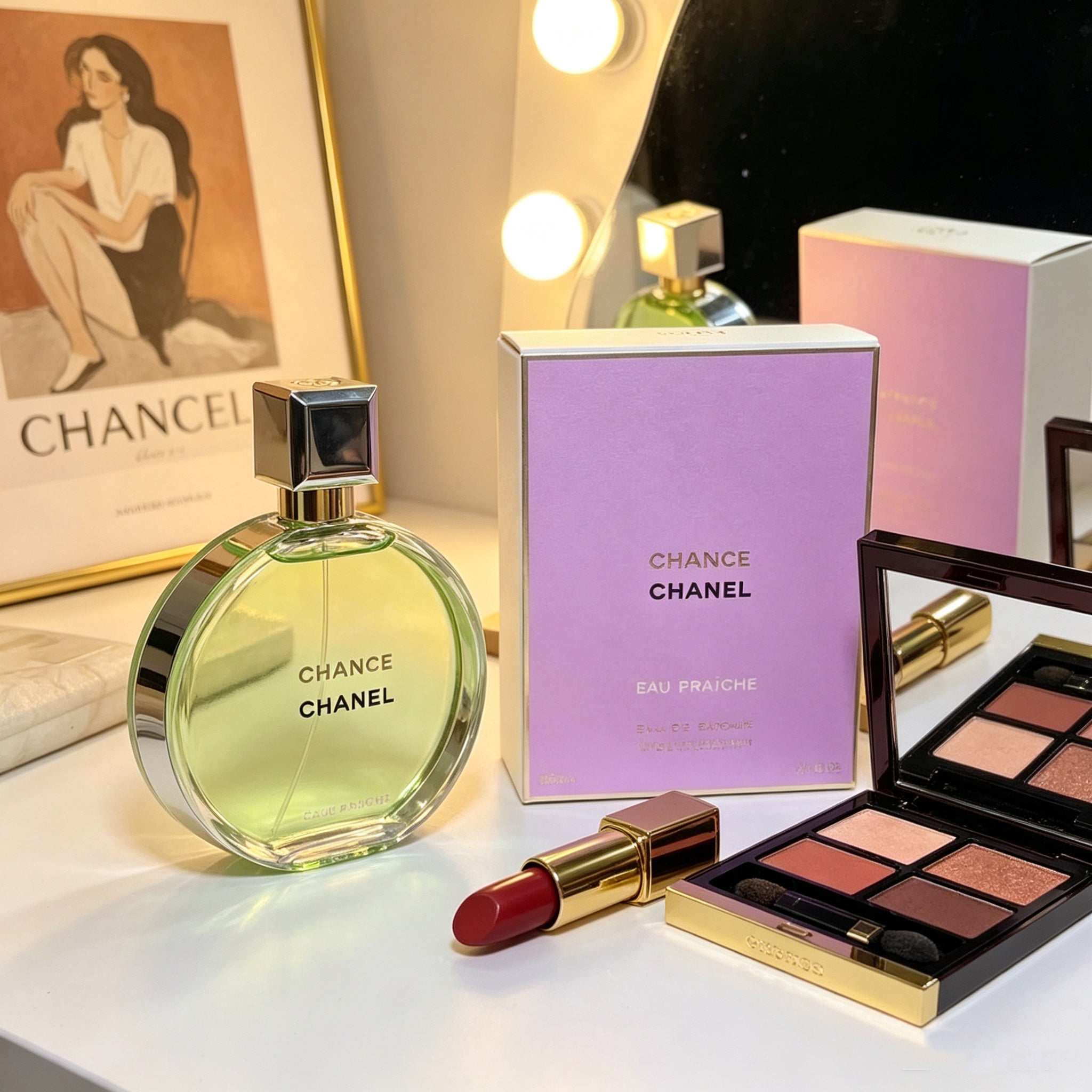 Authentic Chanel Chance Eau Fraîche Eau de Toilette For Women, Fresh Citrus Green Fruity Luxury Perfume, Original Purple Gift Box, Long Lasting Light Scent Gift For Birthday Valentine Wedding